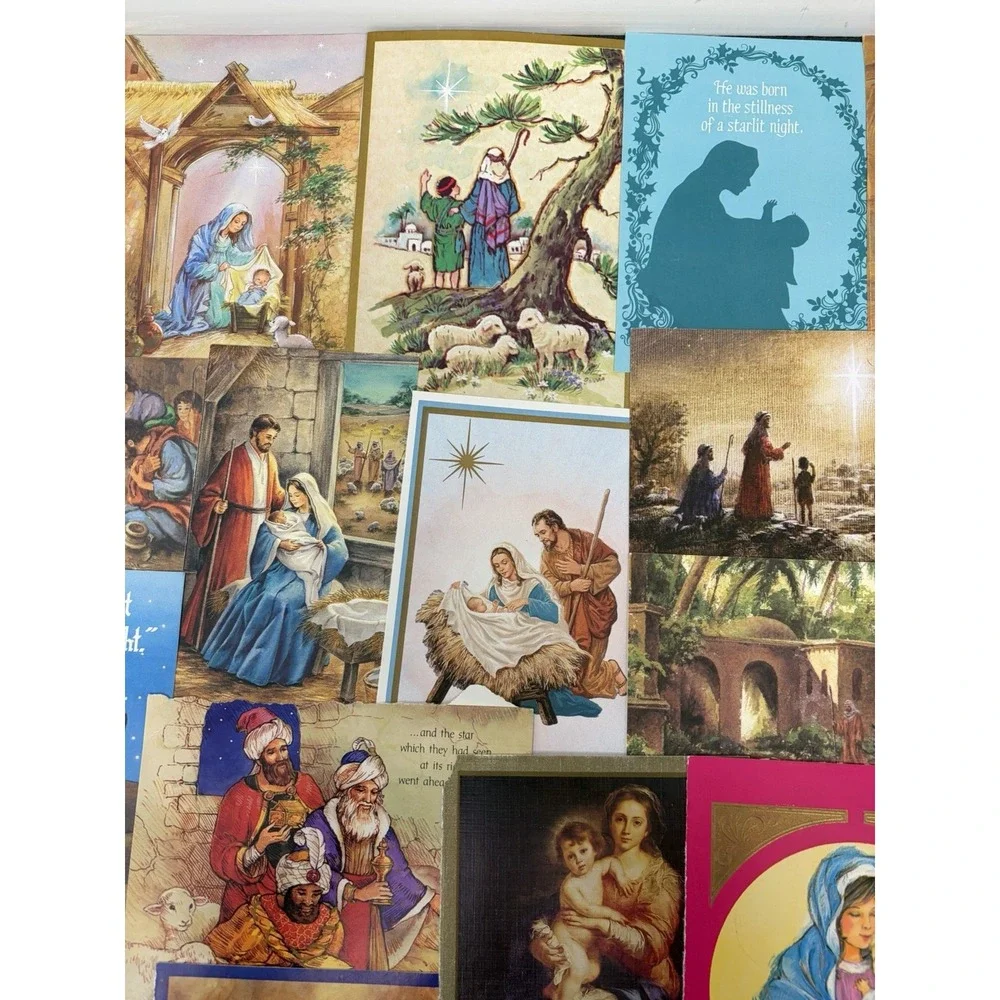 Vintage Christmas Cards Fronts ONLY Nativity Scrapbooking Crafts Lot of 50+